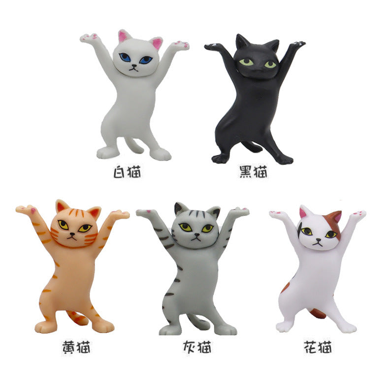 Dancing Cat Pen Holder Toy Doll Decoration Raise Hand Enchanting Cat Ornaments Pen Holder Five Cats Lift Coffin Official Anime