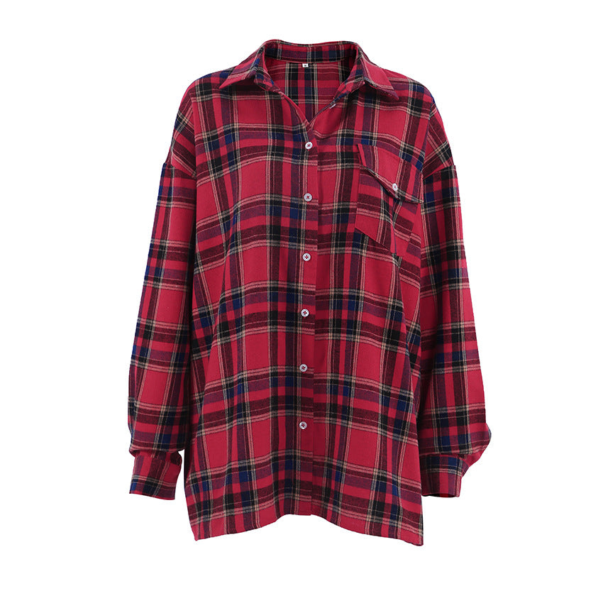 All Matching Plaid Shirt Women European and American Fashion & Trend Vintage Plaid Top Baggy Coat Women