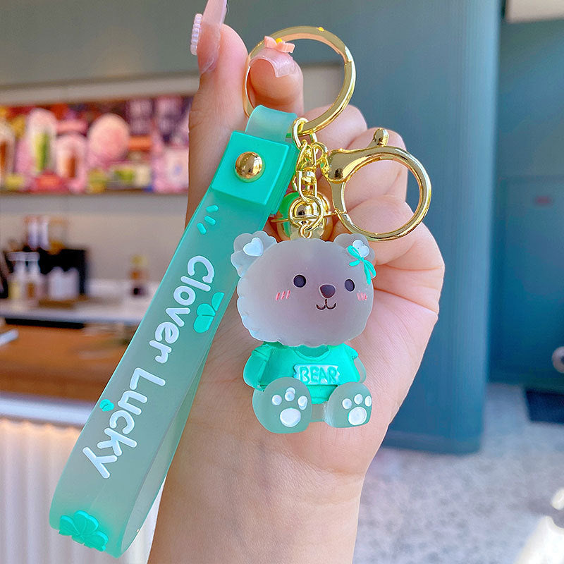 Creative Cartoon Cute Jelly Bear Keychain Pink Girlish Bag Pendant Fun Cute Student Schoolbag