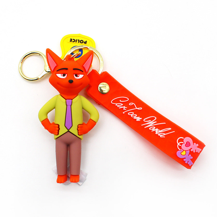 Zootopia Anime Keychain Nick Wilde the Red Fox Judy Hopps Cotton Tail Rabbit Key Chain