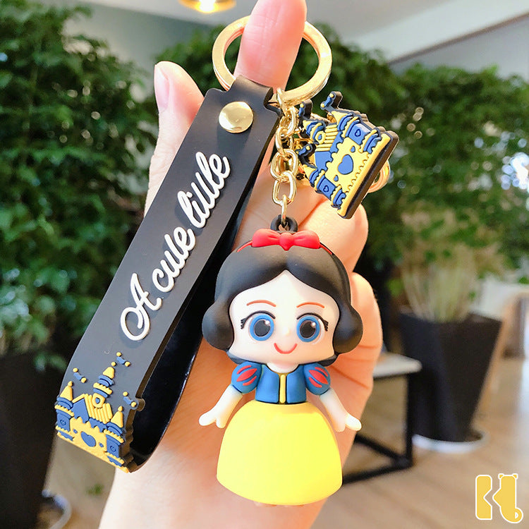 Cartoon Castle Princess Keychain Cute Anime PVC Figurine Cars and Bags Pendant Ring Creative Gift