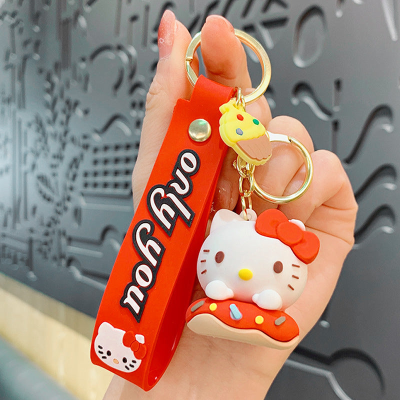 Creative Cartoon Sanrio Donut Keychain Cute Exquisite Big Ear Dog Doll Car Key Chain Accessories