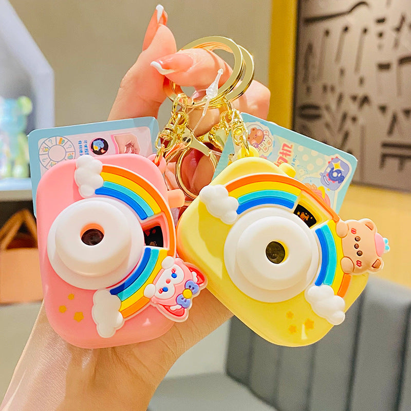 Creative Cute Funny Rainbow Projection Camera Student Keychain Couple Pendant Small Gift Wholesale Gift Schoolbag Accessories