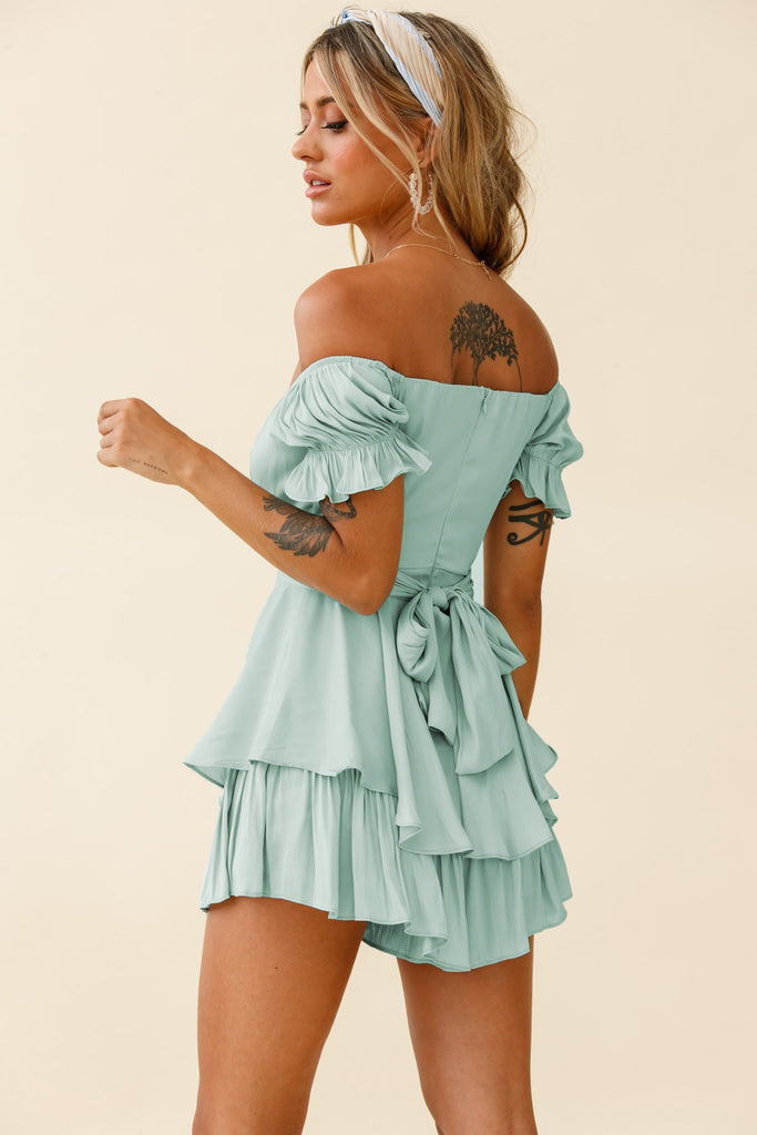 Jumpsuit Solid Color Fashion Sexy off-Neck Lantern Ruffle Sleeve Casual Summer Women's Clothing Short Pants