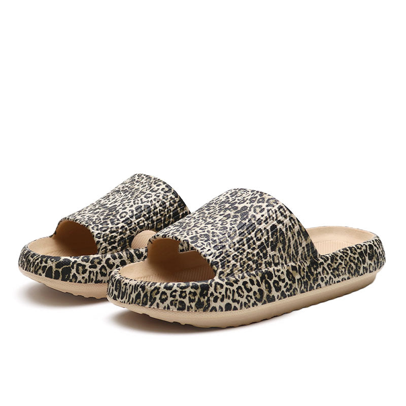 4cm Poop Feeling Soft Back Thick Back Slippers Women's Summer Household Graffiti Sandals Eva Leopard Print Slippers