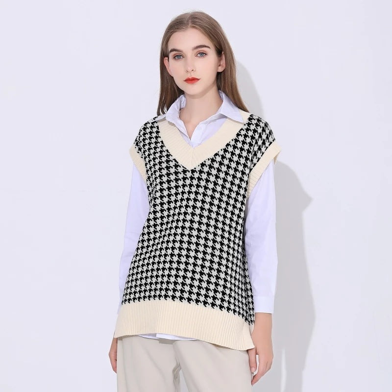 European and American Knitwear Loose Retro plus Size Sweater Pullover Women's Vest