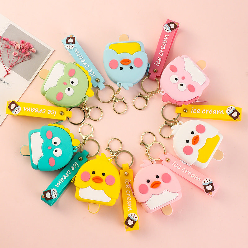 Cartoon Epoxy Small Yellow Duck Coin Purse Keychain Pendant Cute Chicken Storage Small Object Bag Ornaments