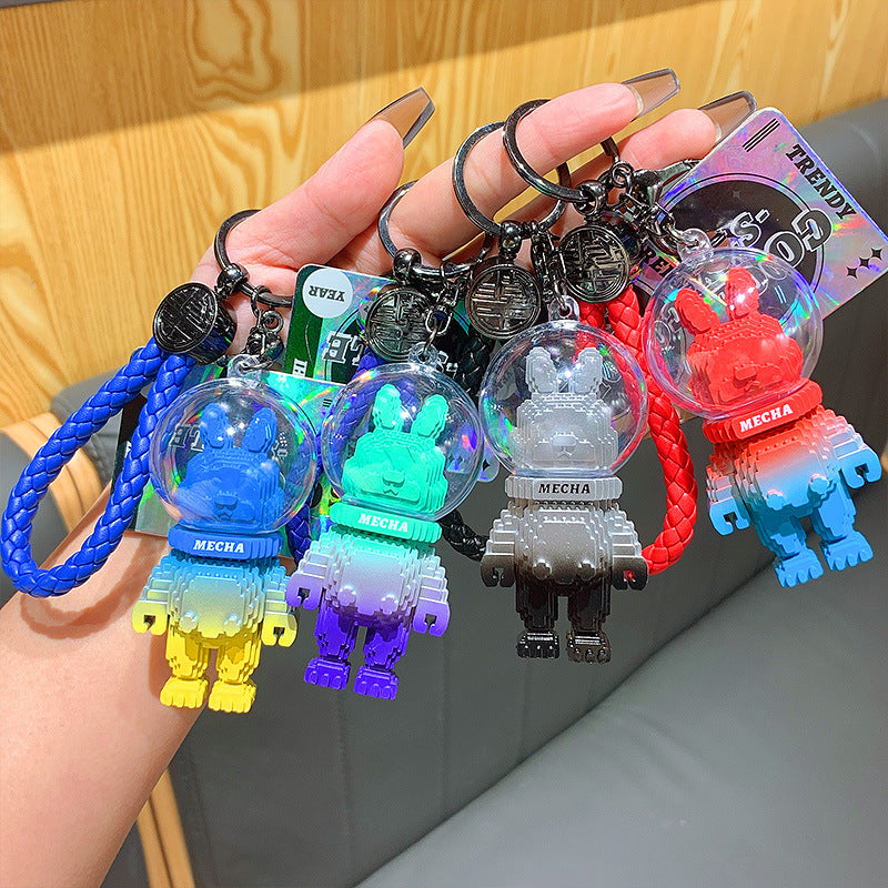 Creative Trendy Cool Pixel Rabbit Keychain Pendant Cartoon Bunny Doll Car Key Chain Ornament Gifts