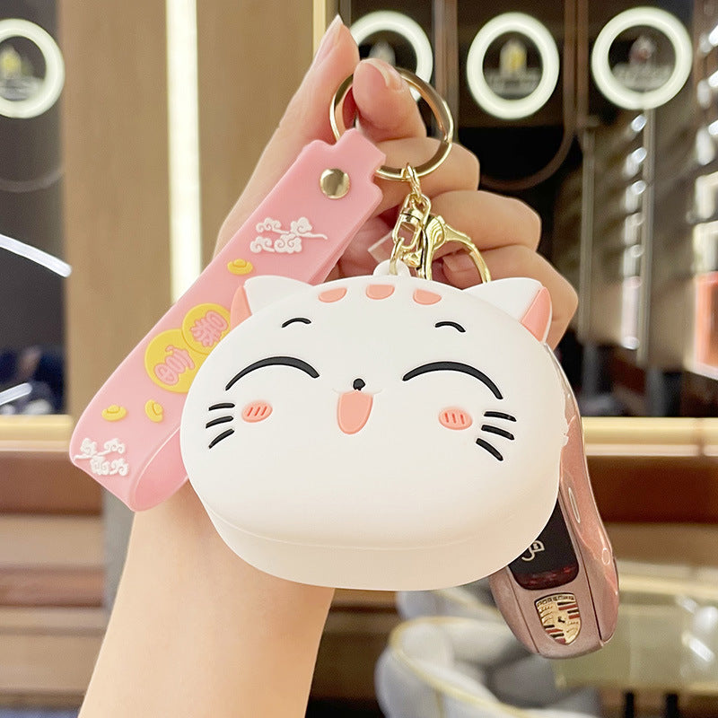 Creative Cartoon Cat Coin Purse Keychain Cute Pendant Exquisite Schoolbag Pendant Coin Earphone Storage