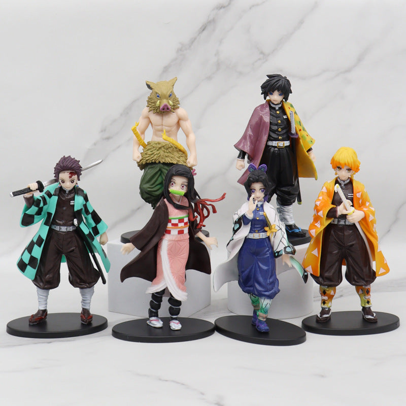 Boxed Kimetsu No Yaiba Hand-Made Wholesale Nezuko Tanjirou Butterfly Bear Car Decoration Model Anime Garage Kits