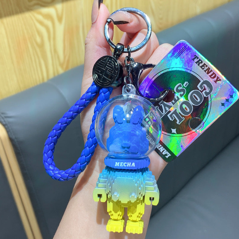 Creative Trendy Cool Pixel Rabbit Keychain Pendant Cartoon Bunny Doll Car Key Chain Ornament Gifts