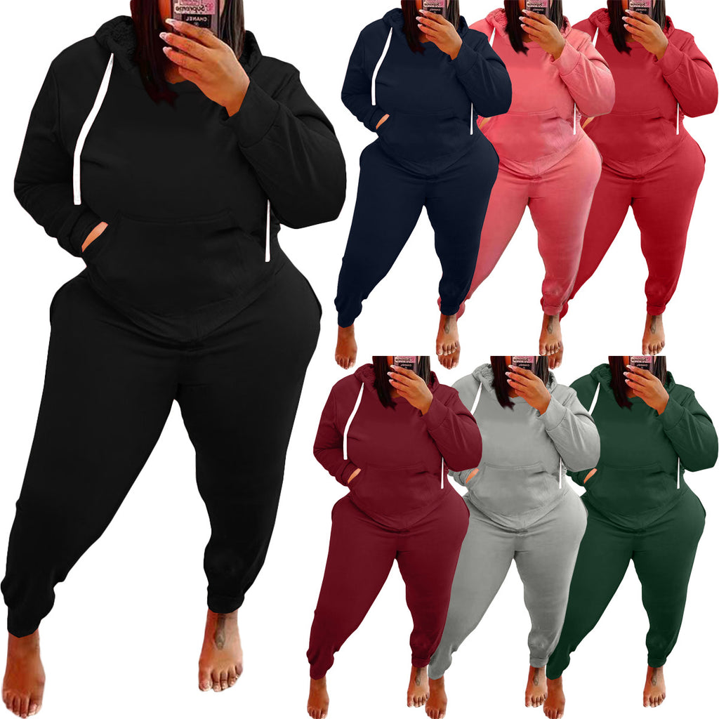 Women's plus Size Fashion Casual Exercise Suit Sweater Two-Piece Set