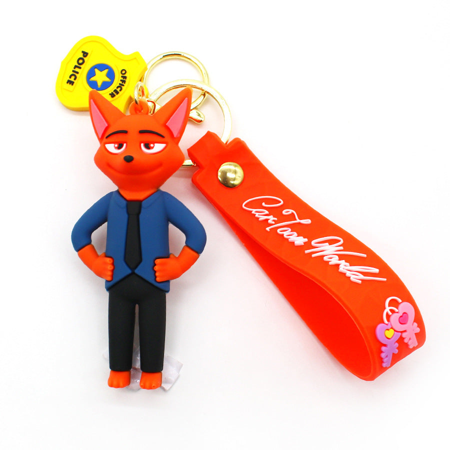 Zootopia Anime Keychain Nick Wilde the Red Fox Judy Hopps Cotton Tail Rabbit Key Chain