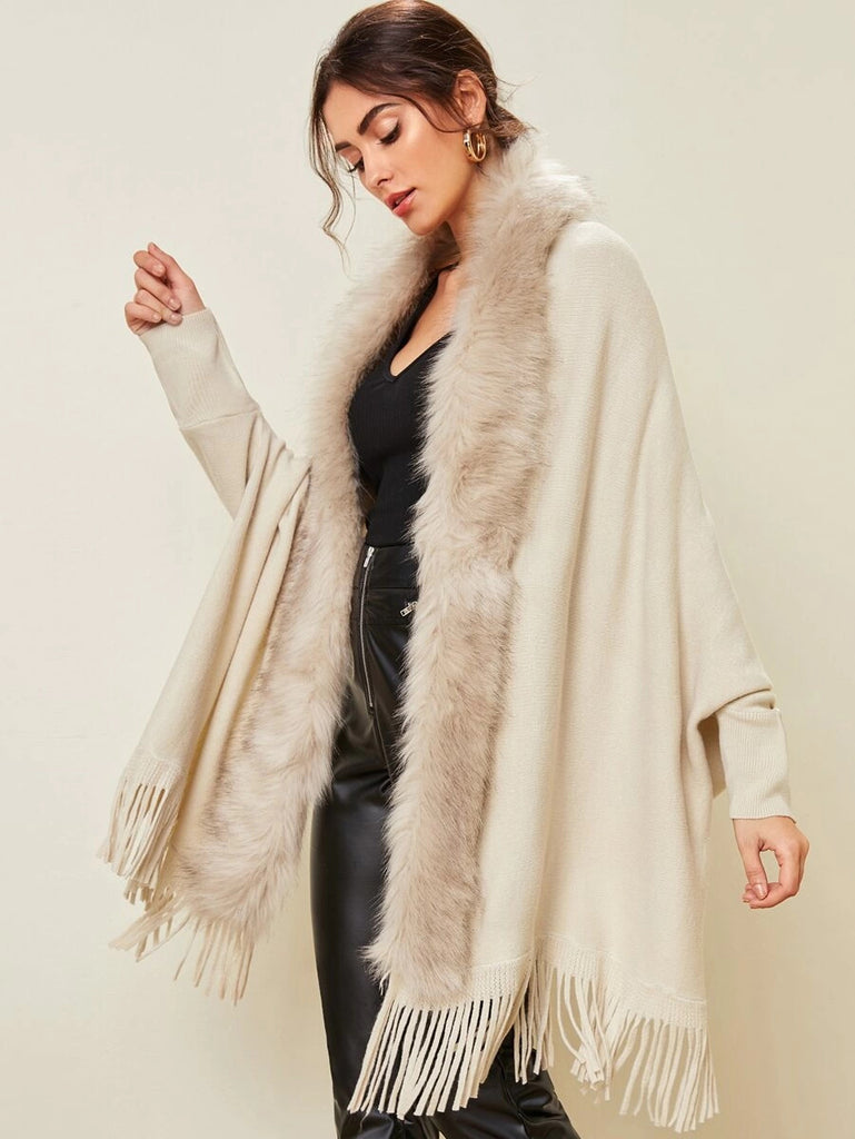 Autumn and Winter Fur Fur Collar Shawl Cardigan Sweater Coat