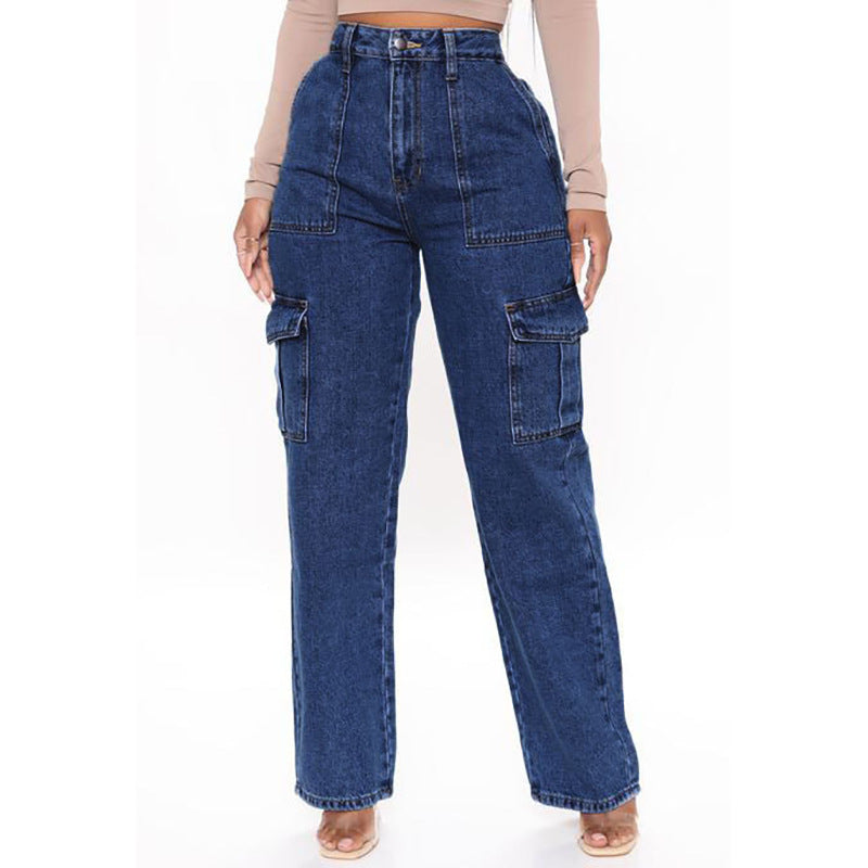 Bestseller Cargo Jeans Women's Multi-Pocket Wide-Leg Jeans