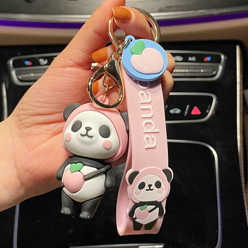 Creative Fruit Panda Keychain Pendant Trendy Play Pier Three-Dimensional Doll Cute Couple Gift Key Ring Pendants