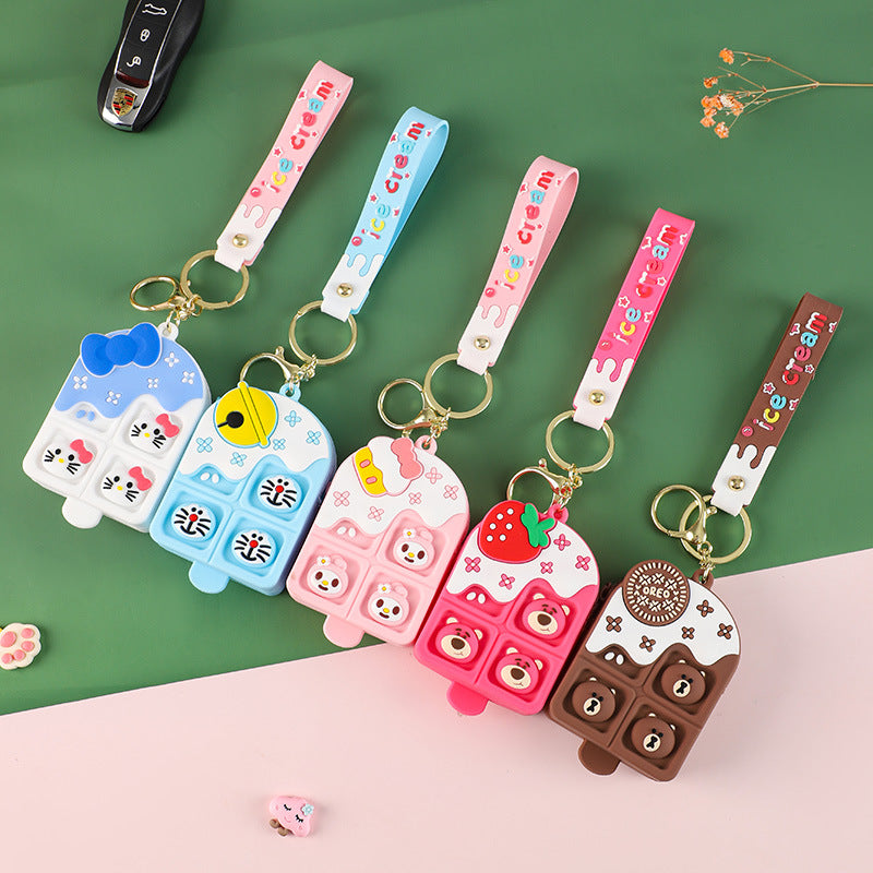 Ice Cream Strawberry Bear Silicone Sorbet Coin Purse Keychain Pendant Hello Kitty Doll Schoolbag Ornaments