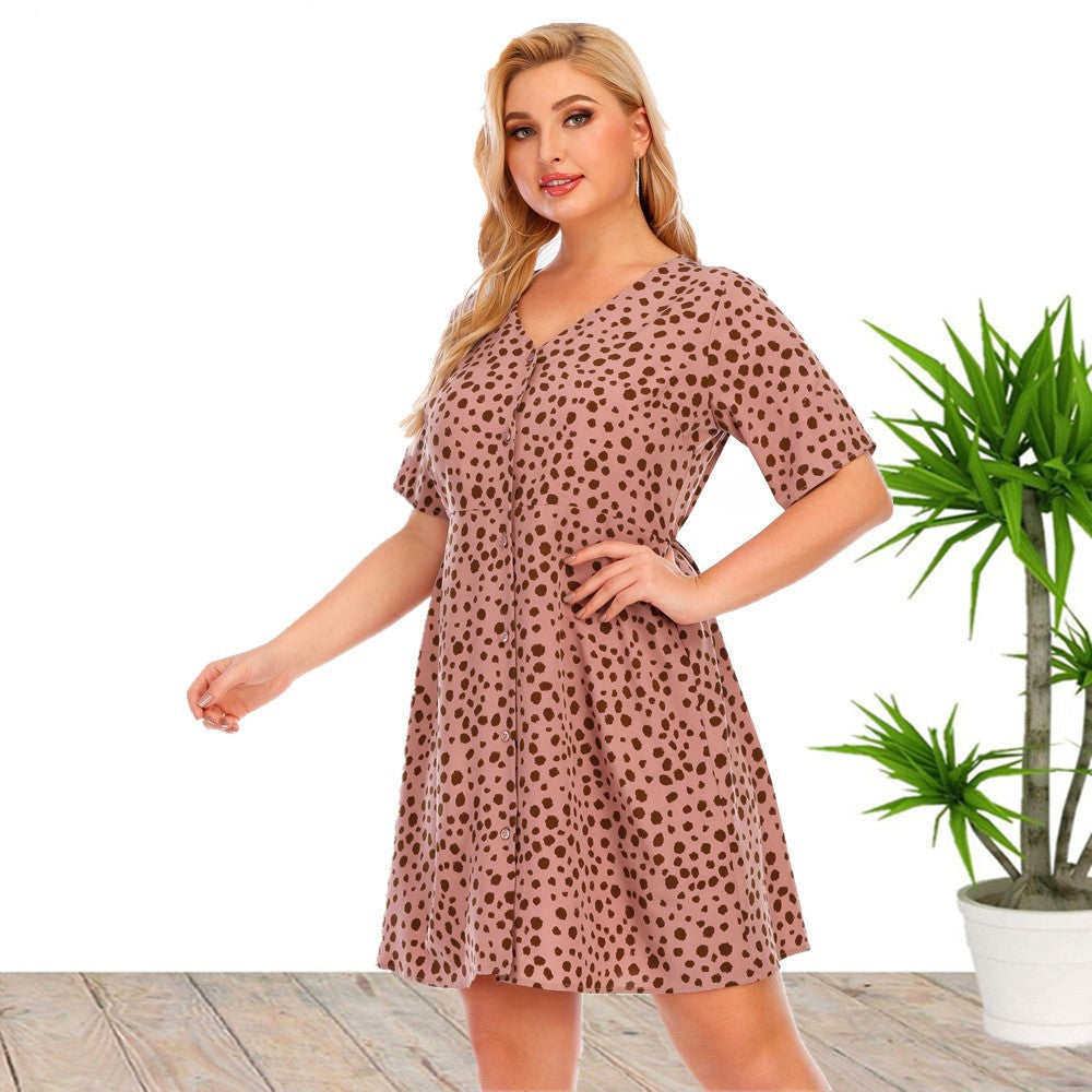 Women's Short-Sleeved Printed Dress