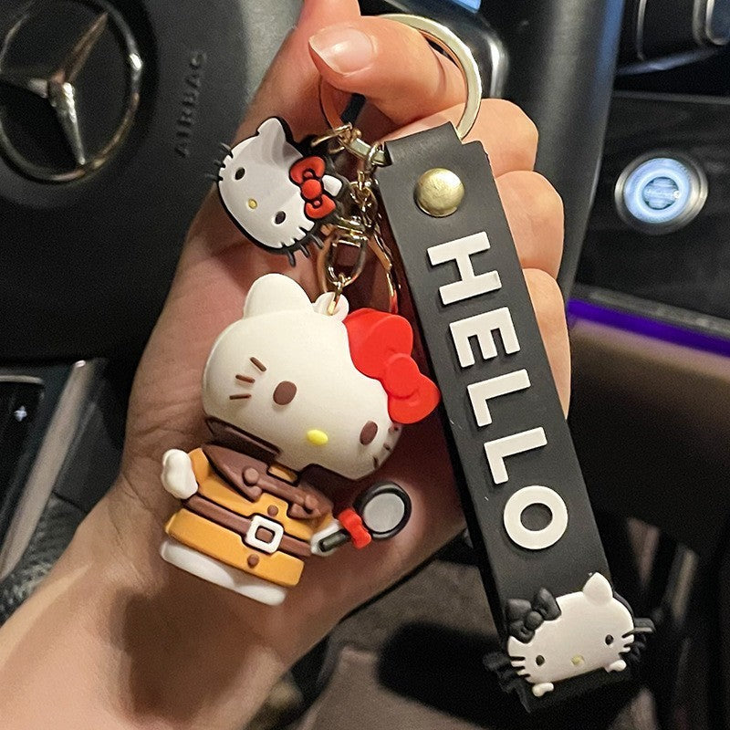 Creative Cartoon Hello Kitty Key Chain Epoxy Couple Bags Pendant Personality Crane Machine Small Gift