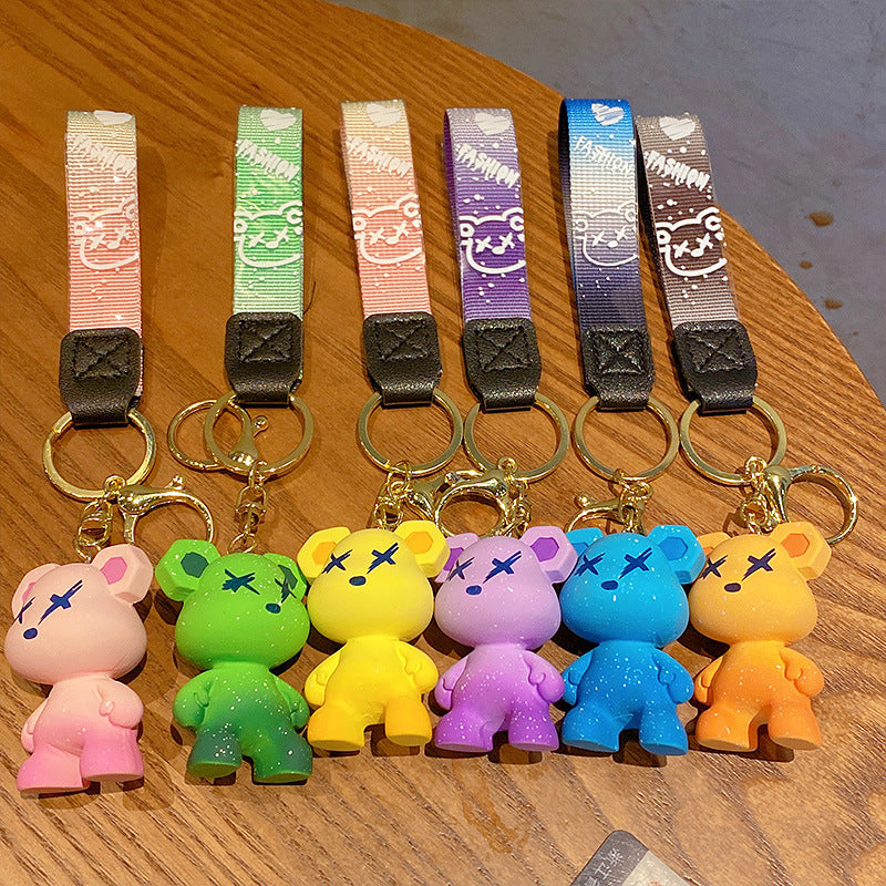 Cartoon Color-Changing Bear Keychain Accessories Couple Car Key Chain Pendant Bag Hanging Ornament Little Creative Gifts