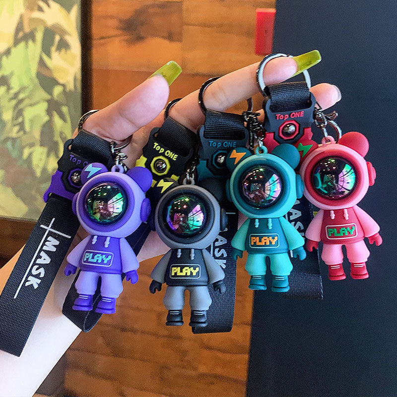 Cool Lightning Bear Keychain Pendant Cartoon Couple Doll Car Key Chain Bag Pendant Key Ring