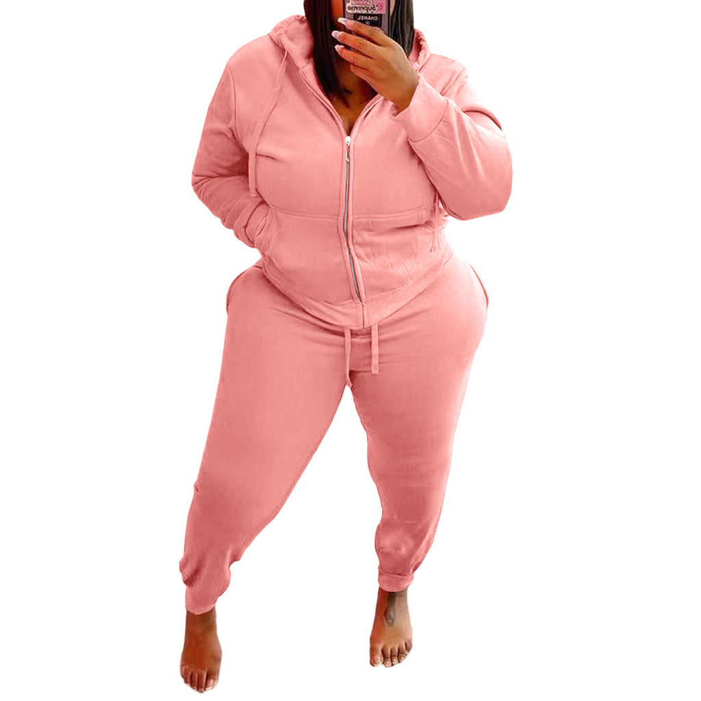 Women's Solid Color plus Size Long Sleeve Casual Suit