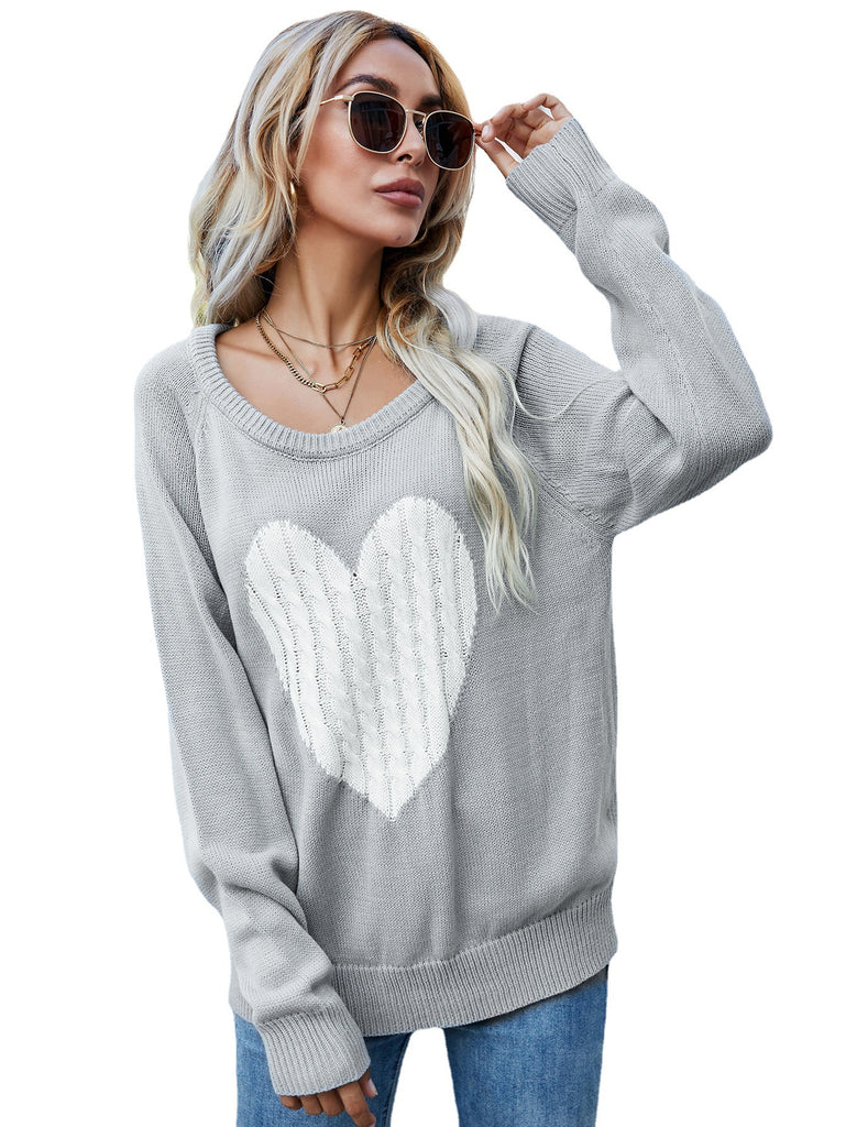 Autumn and Winter Loose Love Pullover Crew Neck Sweater Coat