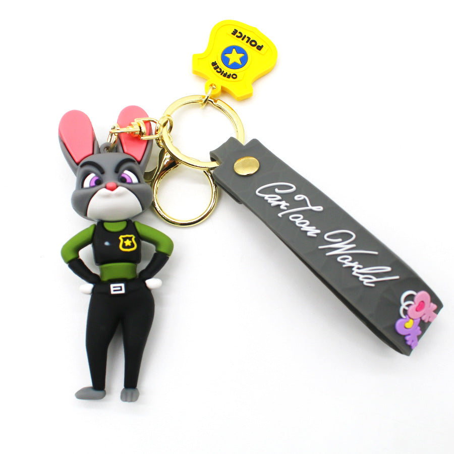 Zootopia Anime Keychain Nick Wilde the Red Fox Judy Hopps Cotton Tail Rabbit Key Chain