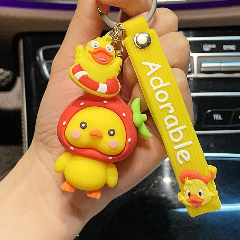 Creative Cartoon Epoxy Car Keychain Fruit Glasses Duck Cute Couple Bags Pendant