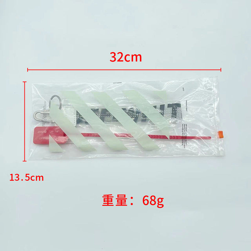 Fashion Brand off White Keychain Plastic Transparent Epoxy Three-Dimensional Letters PVC Mobile Phone Pendant