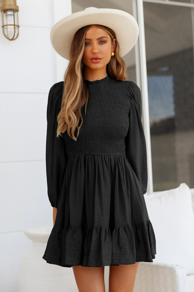 European and American Style Autumn Clothing Fashion Ladies Long-Sleeved Ruffled Dress Temperament Senior French Style Dress