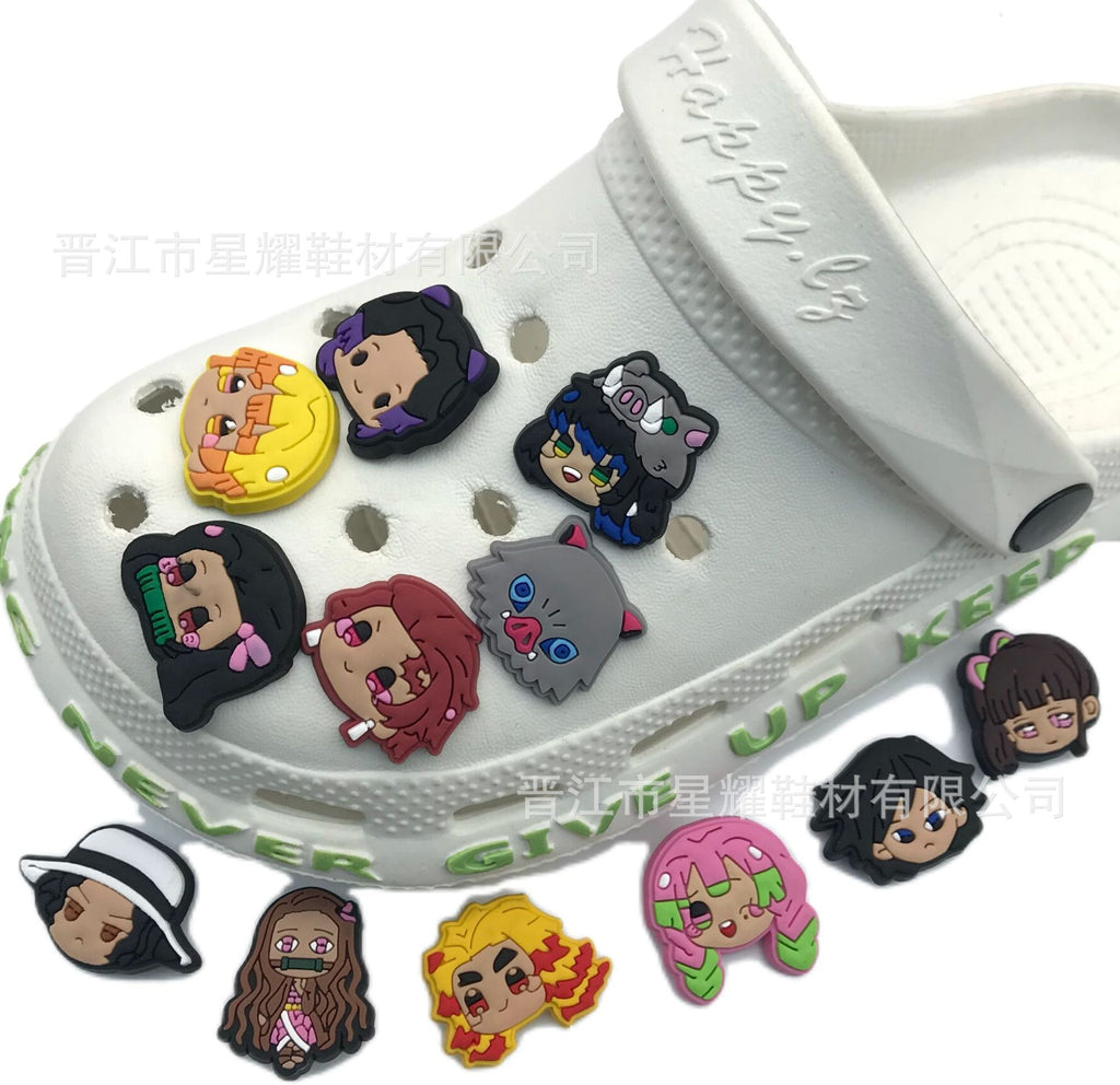 Cute Riman PVC Shoes Flower Embroidery Shoes Button Garden Hole Shoes Accessories Cartoon Eva Sandals Top Decoration Accessories