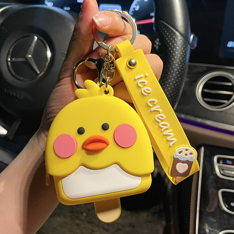 Cartoon Epoxy Small Yellow Duck Coin Purse Keychain Pendant Cute Chicken Storage Small Object Bag Ornaments