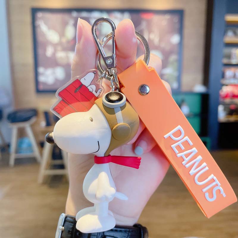 Cartoon Genuine Snoopy Charlie Keychain Bag Three-Dimensional Pendant Cute Car Pendant Key Chain