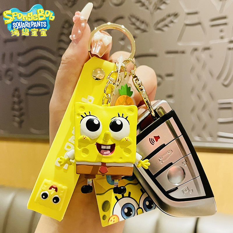 Cartoon SpongeBob Pie Star Keychain Female Cute Exquisite Couple Car Key Chain Handbag Pendant