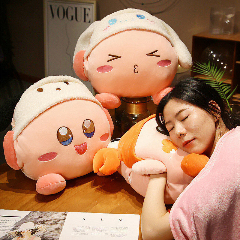 Creative Cartoon Kirby Three-in-One Doll Pillow and Blanket Anime Peripheral Secondary Plush Toy