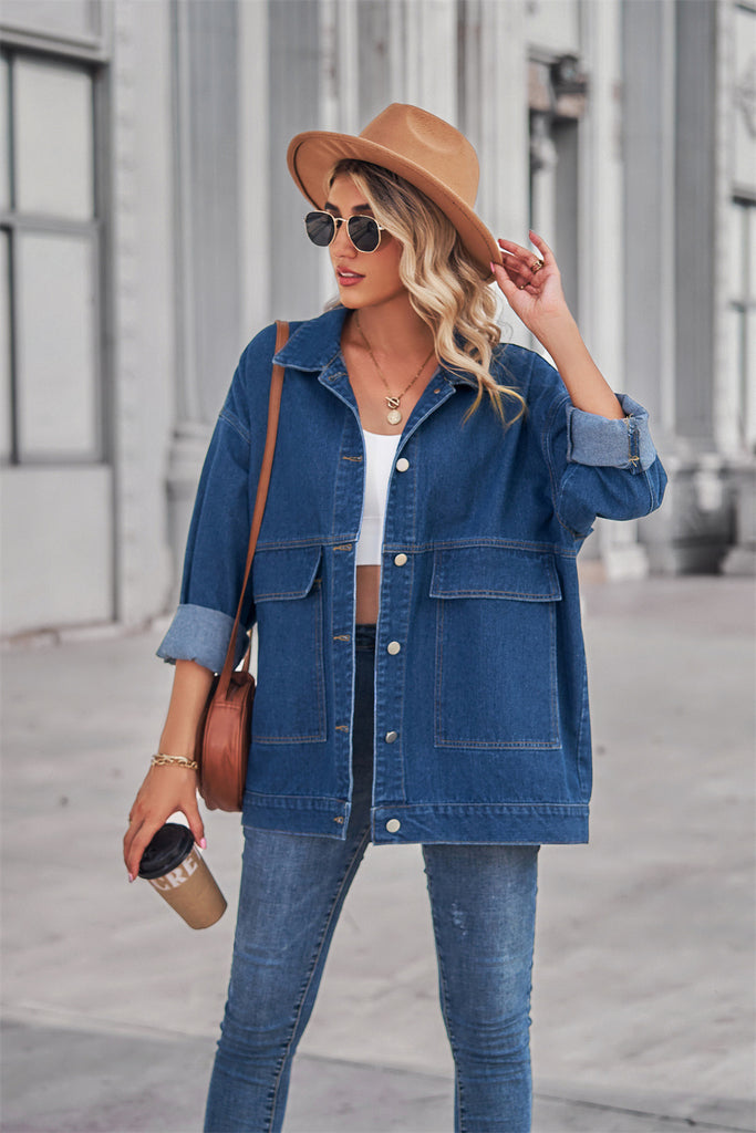 All-Matching Slimming Retro Classic Loose Denim Jacket Top for Women