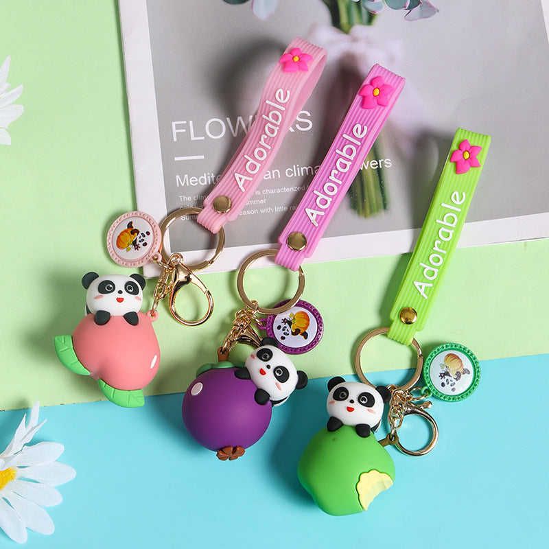 Epoxy Fruit Panda Cute Key Pendant Cartoon Doll Creative Gift Couple Bags Ornaments Purchase