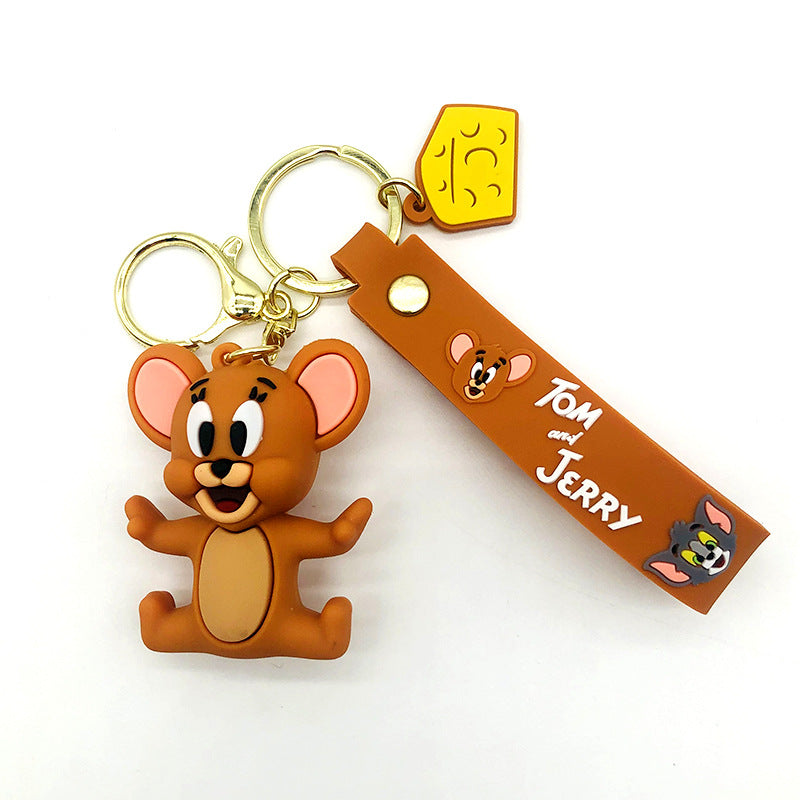 Cartoon Anime Tom Jerry Keychain Creative Cat and Mouse Epoxy Key Chain Men and Women Couple Pendant