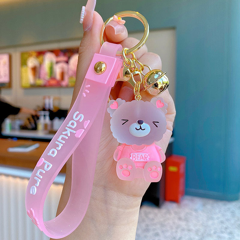 Creative Cartoon Cute Jelly Bear Keychain Pink Girlish Bag Pendant Fun Cute Student Schoolbag