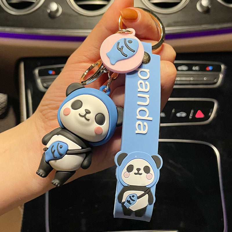 Creative Fruit Panda Keychain Pendant Trendy Play Pier Three-Dimensional Doll Cute Couple Gift Key Ring Pendants