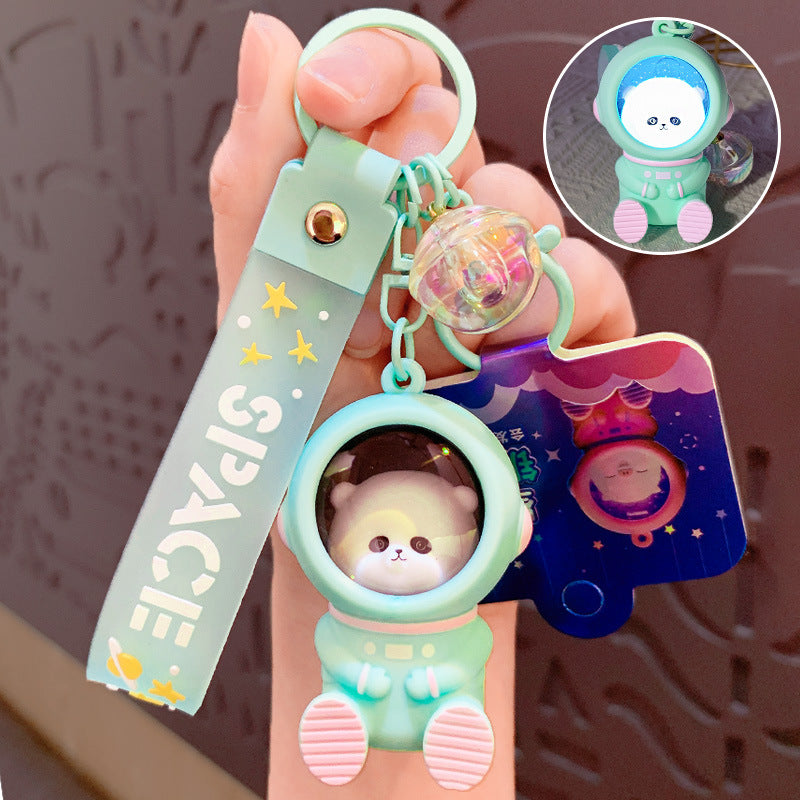 Astronaut Sunset Light Keychain Female Cute Cartoon Couple Car Key Chain Schoolbag Pendant Small Gift