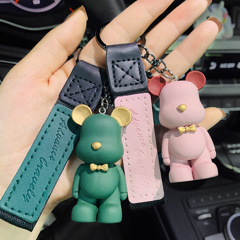 Creative Cute Nordic Bearbrick Bow Tie Bear Keychain Men and Women Car Key Chain Pendant Bag Hanging Ornaments