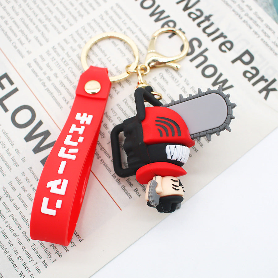 Cartoon Chainsaw Keychain Three-Dimensional Doll Pochita Pawa Electric Key Chain Anime Peripheral Pendant