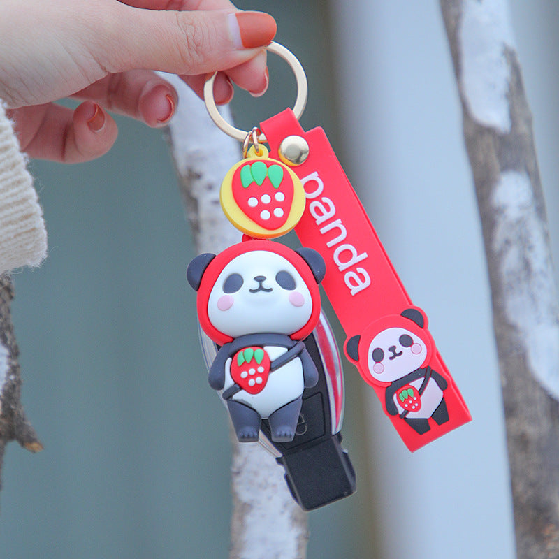 Creative Fruit Panda Keychain Pendant Trendy Play Pier Three-Dimensional Doll Cute Couple Gift Key Ring Pendants