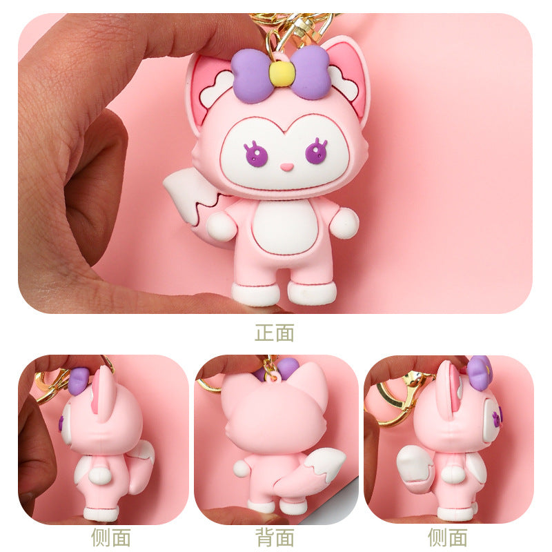 Linnabel Keychain Pendant Crane Machine High-End Accessories Couple Bags Fox Doll Car Key Ornament