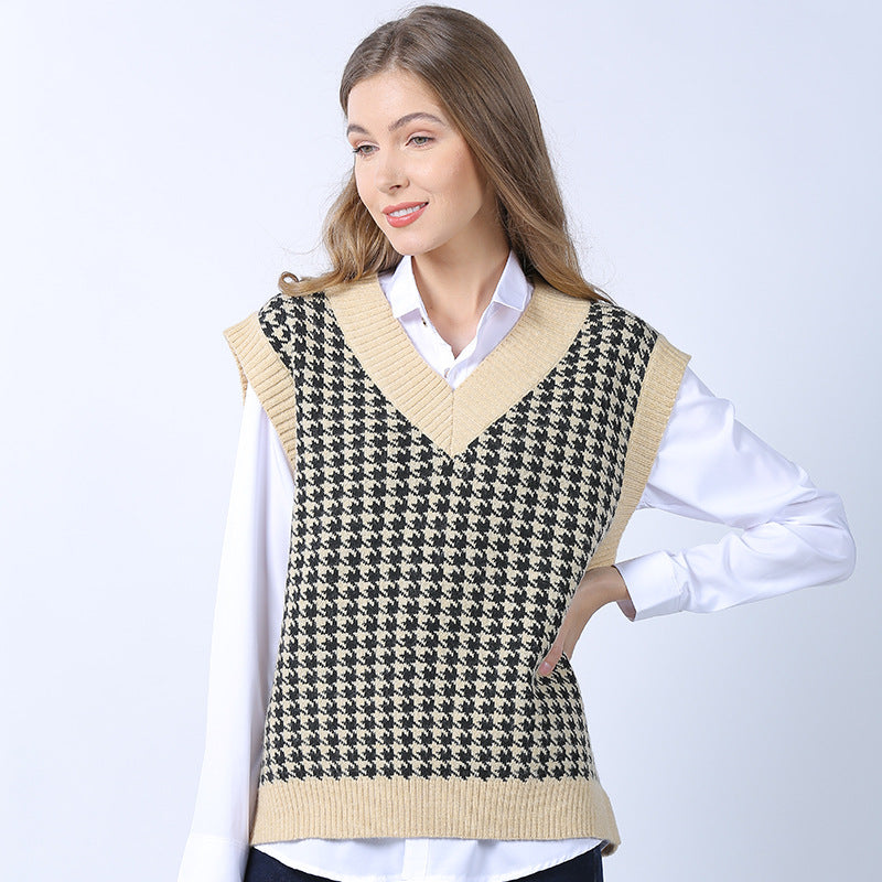 European and American Knitwear Loose Retro plus Size Sweater Pullover Women's Vest