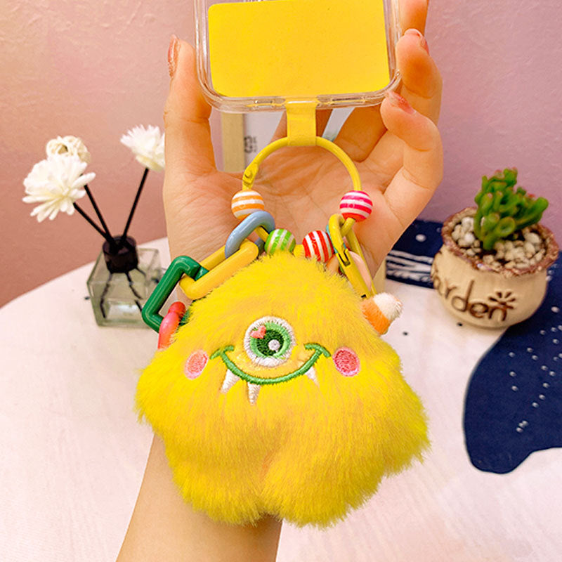 Creative Stay Cute Plush Little Monster Phone Chain Pendant Cartoon Couple Female Cars and Bags Accessories Keychain