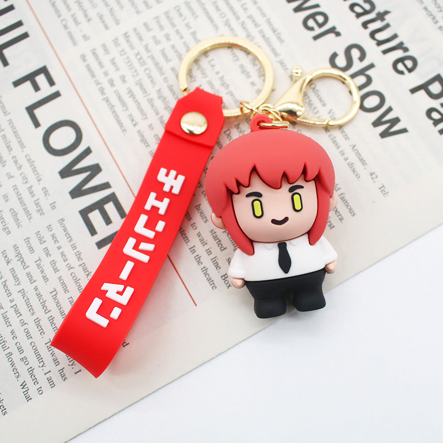 Cartoon Chainsaw Keychain Three-Dimensional Doll Pochita Pawa Electric Key Chain Anime Peripheral Pendant