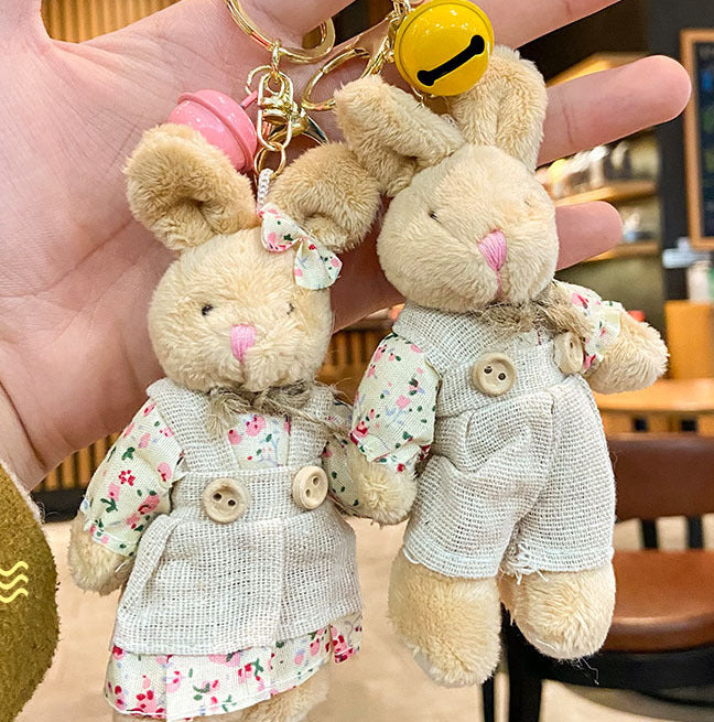 Cartoon Key Button Sackcloth Bear Doll Schoolbag Pendant Creative Bag Pendant Cute Doll Plush Toys